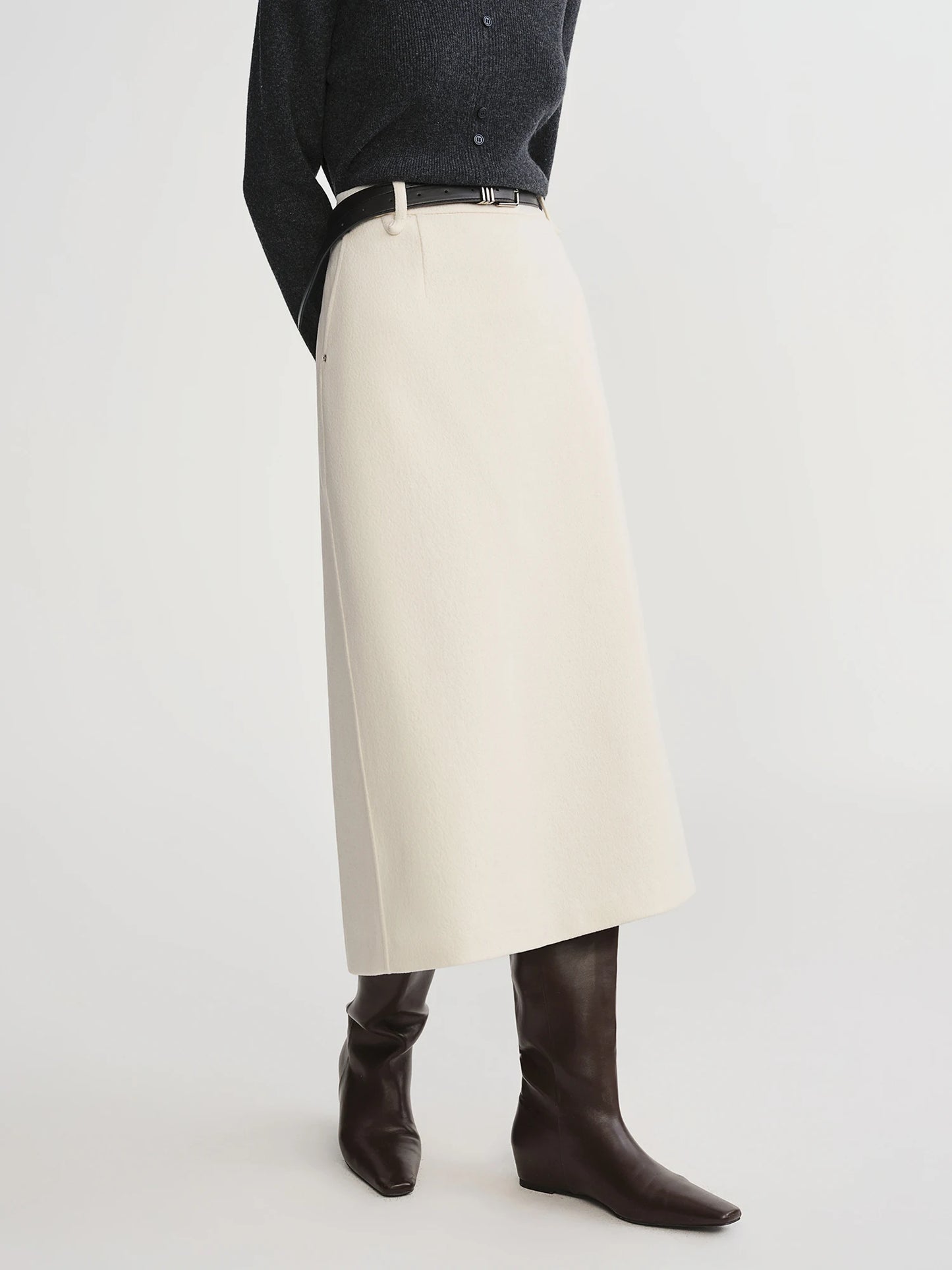 DUSHU Classic Long and Short Elastic Waist A-line Skirt 2025 Winter Skirt for Women Solid Simple Commuting Office Ladies College