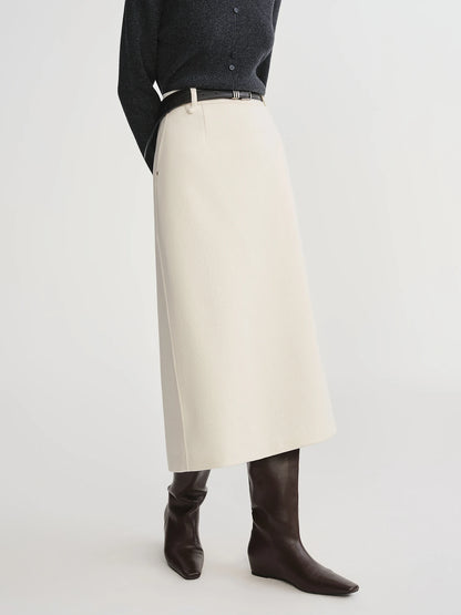 DUSHU Classic Long and Short Elastic Waist A-line Skirt 2025 Winter Skirt for Women Solid Simple Commuting Office Ladies College