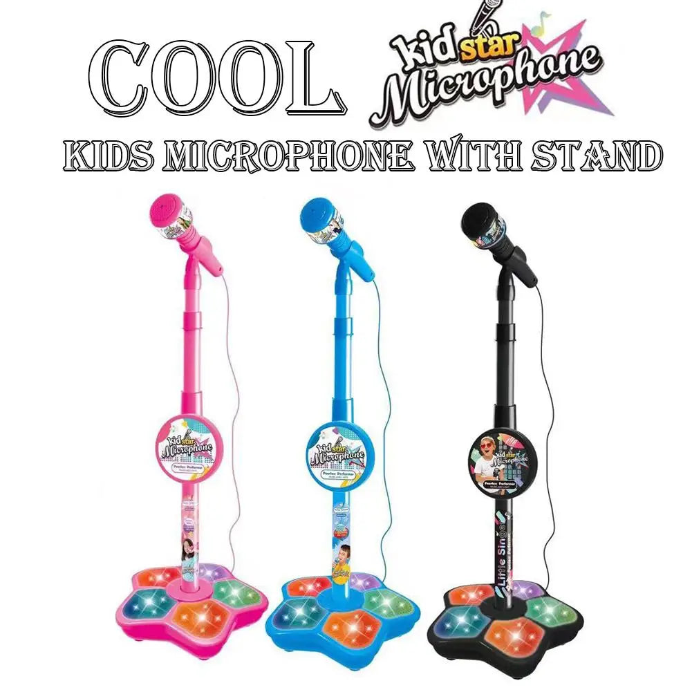Karaoke Machine Toy with Light Reusable Kids Singing Microphone Portable Music Stage LED Light Show Confidence Building Creative