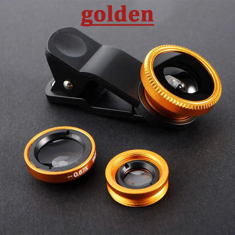 1 Set 3In1 Mobile Phone Fish Eye+Wide Angle+Macro Lightweight Camera Lens For Universal Cell Phone