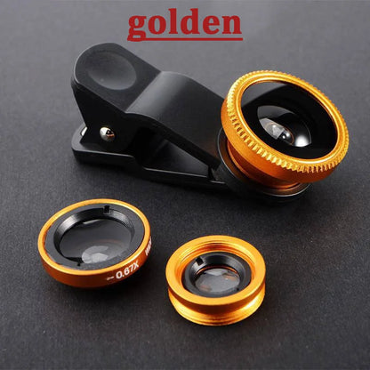 1 Set 3In1 Mobile Phone Fish Eye+Wide Angle+Macro Lightweight Camera Lens For Universal Cell Phone