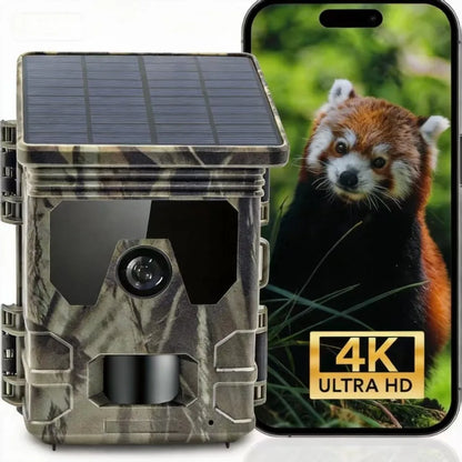 50MP 4K Solar Panel Hunting Camera Infrared Night Vision Monitoring Wildlife Trap Trail Camera Video Photo Recorder Cam