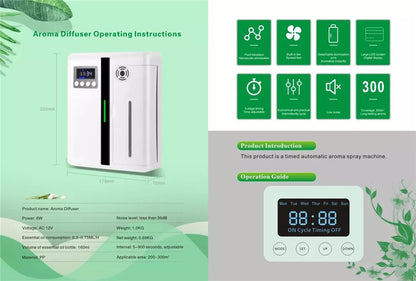 Smart Scent Machine Aroma Diffuser Wall Mounted Hotel 160ML Essential Oil Diffuser With Fan For Large Area Hotel Lobby Office