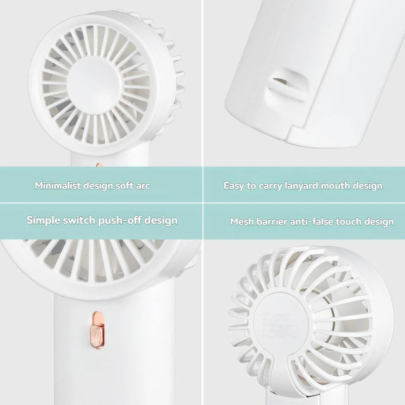 1 mini handheld fan with wind speed and hanging rope, suitable for outdoor use, requires 2 AAA batteries to be self provided