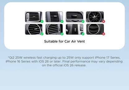 UGREEN Qi2 25W 15W Magnetic Car Phone Holder Wireless Charger Stand For iPhone 17 16 15 Pro Max Charging for Magsafe Car Charger