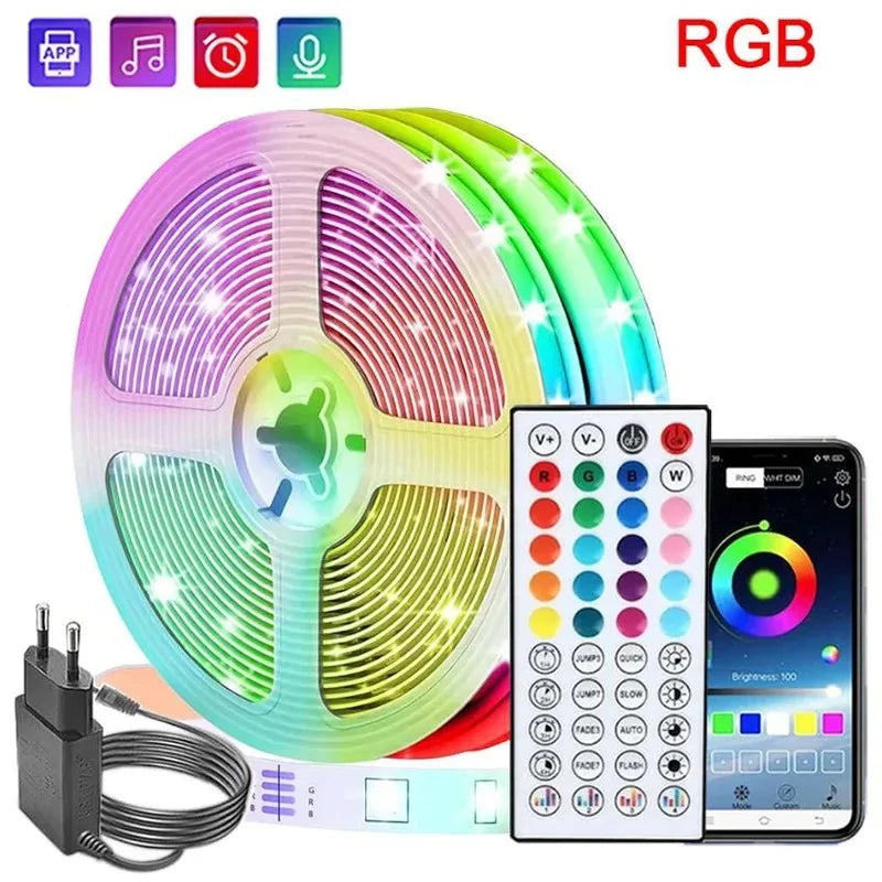 5-40M Smart RGB LED Strip Lights with Music Sync App & Remote Control - 16 Million Colors DC24V Durable LED Lights for Room Deco