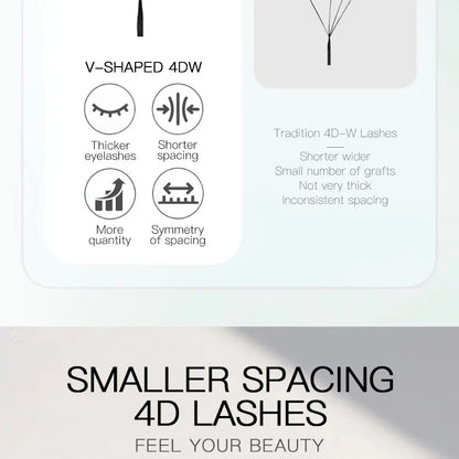 DeceMars V-shaped 4D eyelash extensions Matte Black 12 Rows/Tray for Makeup