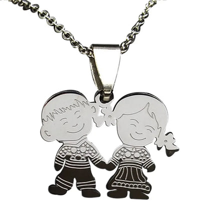 Boy Girl Child Kid Stainless Steel Necklaces Women Gold Color Mothers and Children Necklaces Jewelry Mother's Day Gift N519S01