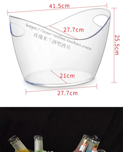 Non-LED Boat Style Ice Bucket for Beer KTV Yuanbao Cocktail Cooler Bar Mixed Drink Basin Iced Wine Tub Container