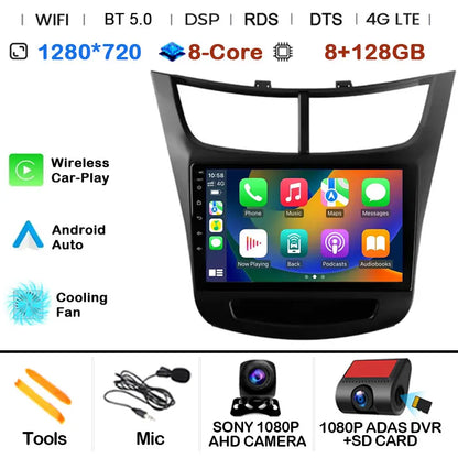 For Chevrolet Sail aveo 2015 2016 2017 2018 2019 2020 2022 carplay Android 15 DSP 2 din 4G NET Car Radio Multimedia Video Player