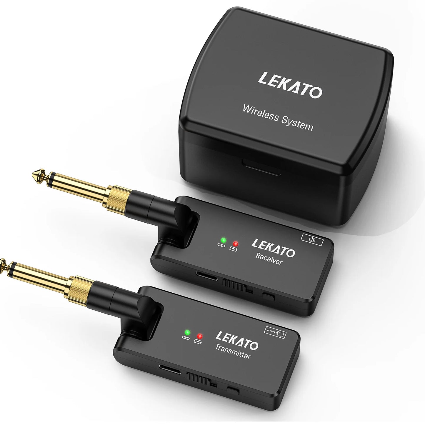 LEKATO Wireless Guitar System Guitar Wireless Transmitter Receiver 2.4Ghz Rechargeable Wireless Audio System (WS-100)