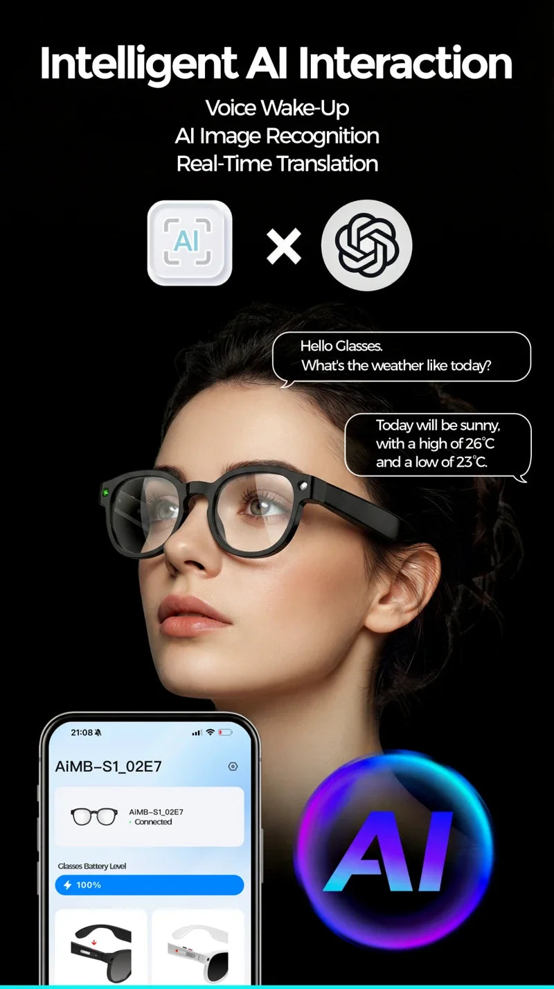 Xiaomi 4K AI Camera Glasses 800MP Multifunctional Photochromic Smart Glasses Bluetooth Calling Photo Video Music Translation New