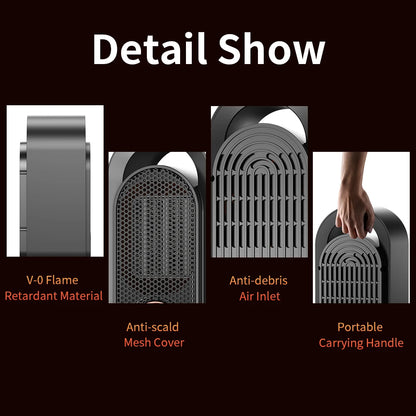 1000W Portable Heater Mini Electric Heater Room Space Heater Warm Heating Hot Fans Desktop Tilting Power-off Office Mute Heater