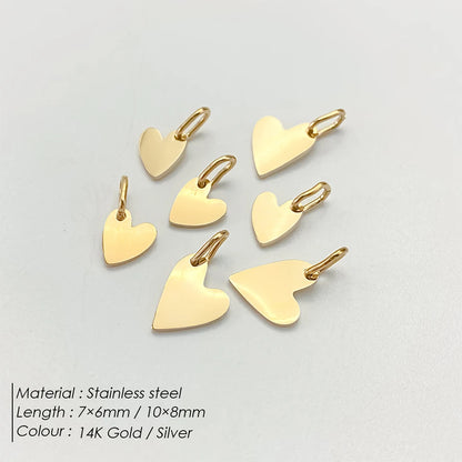 eManco Mother's Day Blank Heart Charms Stainless Steel Mirror Polished Pendant Making DIY Necklace Bracelet 48 Hour Shipping