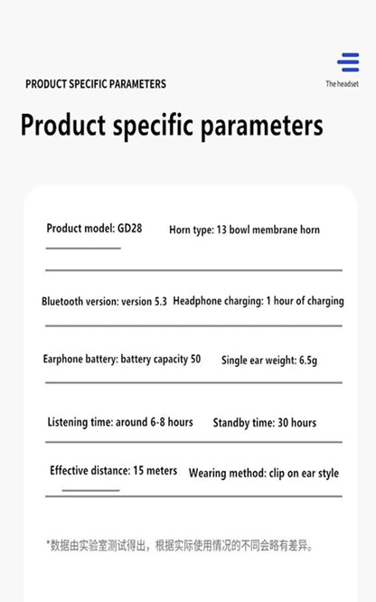 BT  Earphone Clip On Monaural Inear Motion Stereo Bone Conduction Gd28 Business Wireless Earphone Mini Monaural Tws