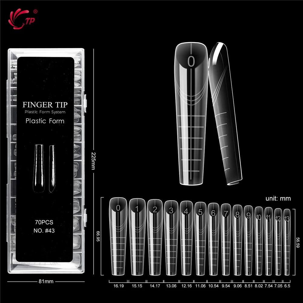 TP New 70pcs/140pcs Clear Nail Dual Form Full Cover Nail Extension System Quick Building Gel Molds False Nail Tip Manicure Tools