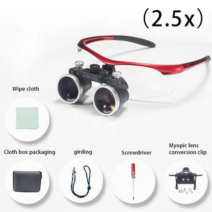 Dentistry Binocular Magnifier 2.5X 3.5X Ultra-lightweight Optical Loupes 320-420mm Magnifying Glass for Dental Surgery
