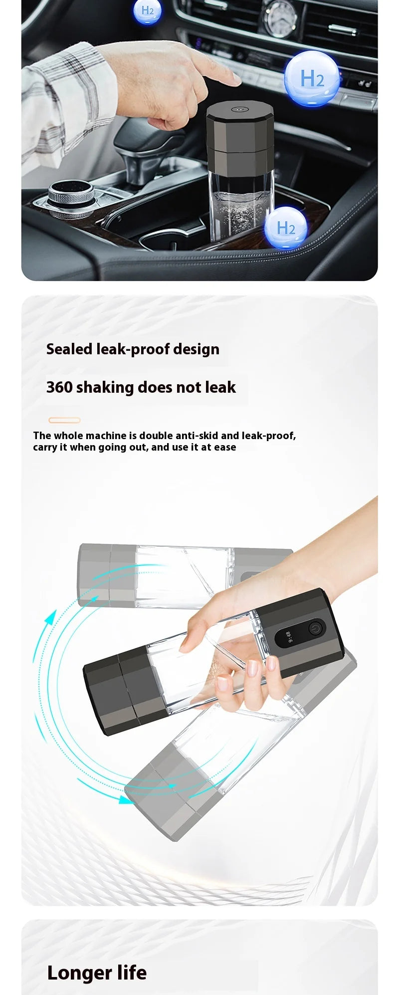High Quality 6000-8000PPB Hydrogen Rich Water Bottle Cup Portable USB Powered Hydrogen Water Generator for Household Use