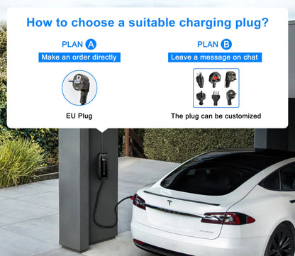 feyree EV Charger Type2 16A 3.5KW 1Phase GB/T / Type1 Current Adjustable 3.5m Cable Portable Charging Box for Electric Vehicle