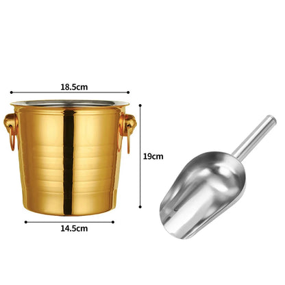 1600ML Ice Bucket- Double Stainless Steel Insulated Durable Portable Summer Drinks Champagne Beer for Outdoor Picnics Bar Events