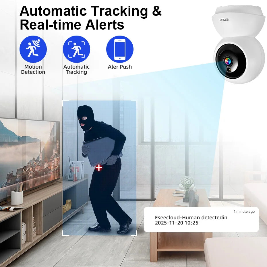 Fuers 5MP WiFi Camera Works With Tuya Smart Home Indoor Wireless IP Surveillance Camera Automatic Tracking Security Baby Monitor