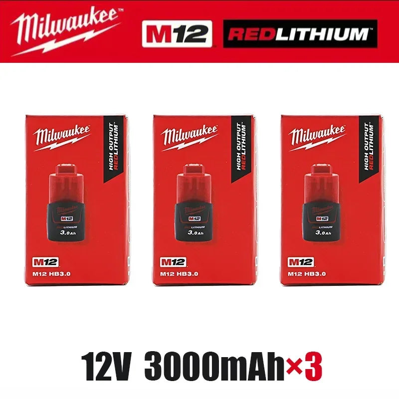 Original Milwaukee M12 battery 12V  3AH, M12HB2, M12HB3 M12-18FC charger 48-11-2402 48-11-2411 Milwaukee power tool battery
