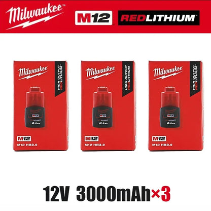 Original Milwaukee M12 battery 12V  3AH, M12HB2, M12HB3 M12-18FC charger 48-11-2402 48-11-2411 Milwaukee power tool battery