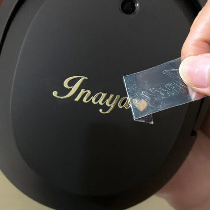 50PCS Metal transfer sticker 3D custom logo name self-adhesive with any text Gold and Silver for easy tearing