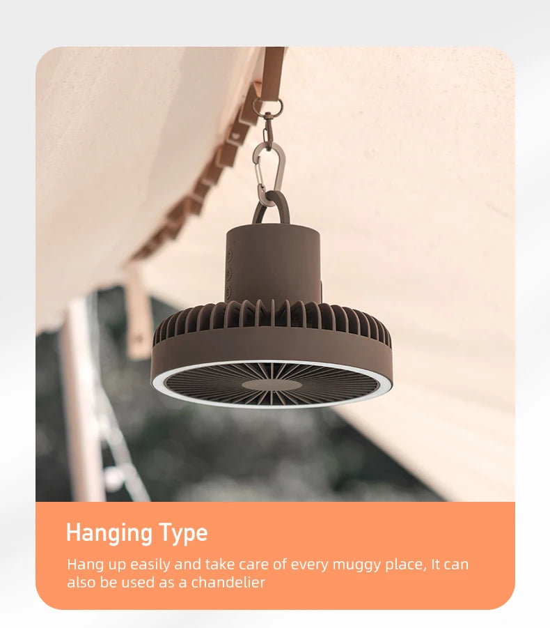 DQ212 Air Cooling Fan USB Chargeable Desk Tripod Stand with Night Light Portable Outdoor Camping Ceiling Fan Home Appliances