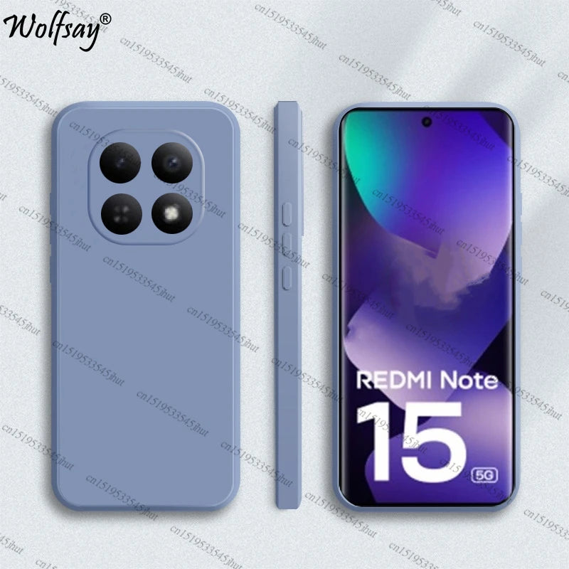 Case For Redmi Note 15 Case Shockproof Original Liquid Silicone Back Case Redmi Note 15 Cover For Redmi Note 15 Pro Plus Funda