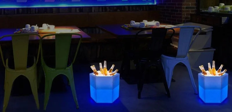 LED Solar Energy Luminous Bar Bucket Ice KTV Remote Control Outdoor Beer Bucket Champagne Waterproof Colorful Buckets Bar Tools