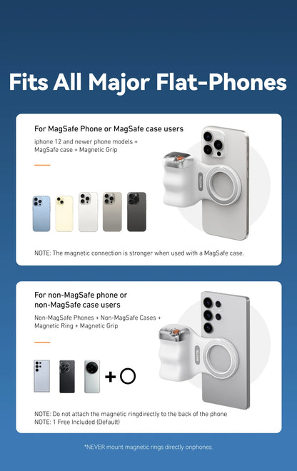 TELESIN Magnetic Phone Camera Shoot Hand Grip Phone Holder Shooting Aid Remote Control Handle for Smart Phone iPhone Android