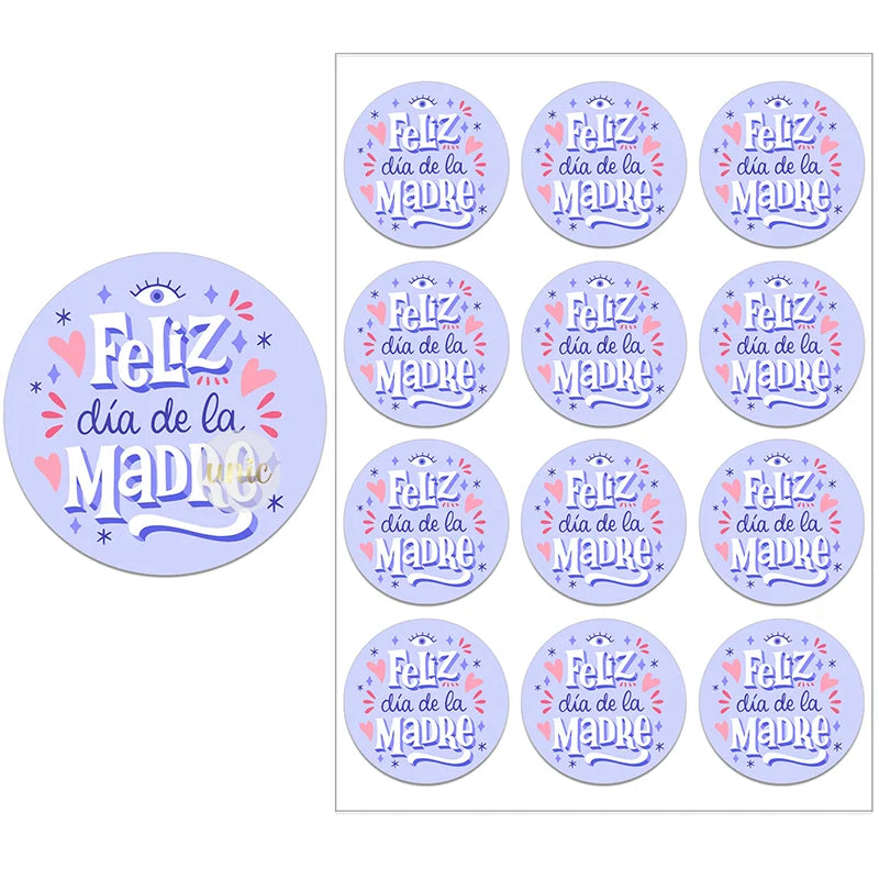 Feliz Día De La Madre Español Happy Mother's Day Decor Stickers Labels Floral Self-adhesive Paper Labels