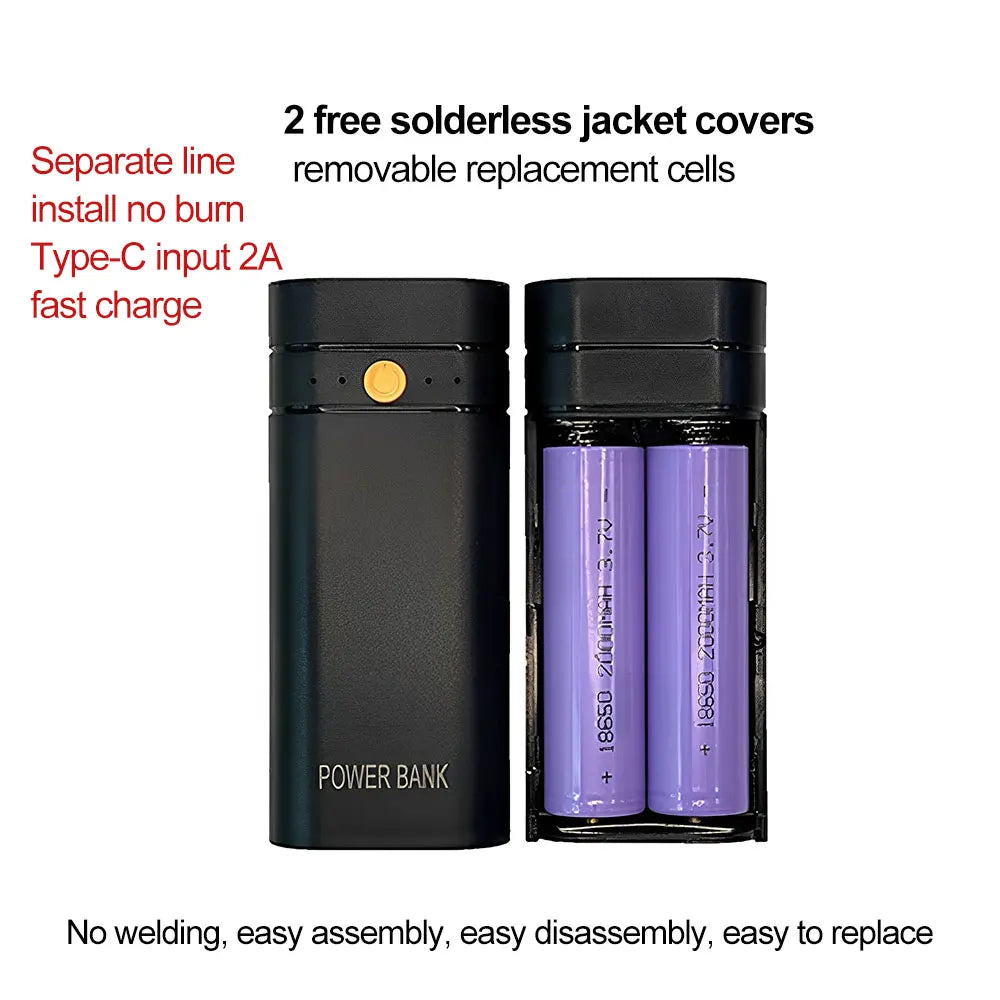 Solder-Free Mobile Power Supply Kit 3* 18650 Rechargeable Battery DIY Charging Storage Box 5V 2A USB Power Supply Shell