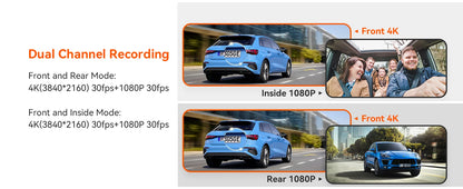 3 Channel Car DVR UHD 4K 3-Lens Inside Vehicle Dash Cam Three Way Camera DVRs Recorder Video Registrator GPS Dashcam Camcorder