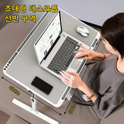 Adjustable Laptop Bed Tray Table Portable Standing Desk with Storage Drawer Foldable Lap Tablet for Sofa Comfortable Viewing