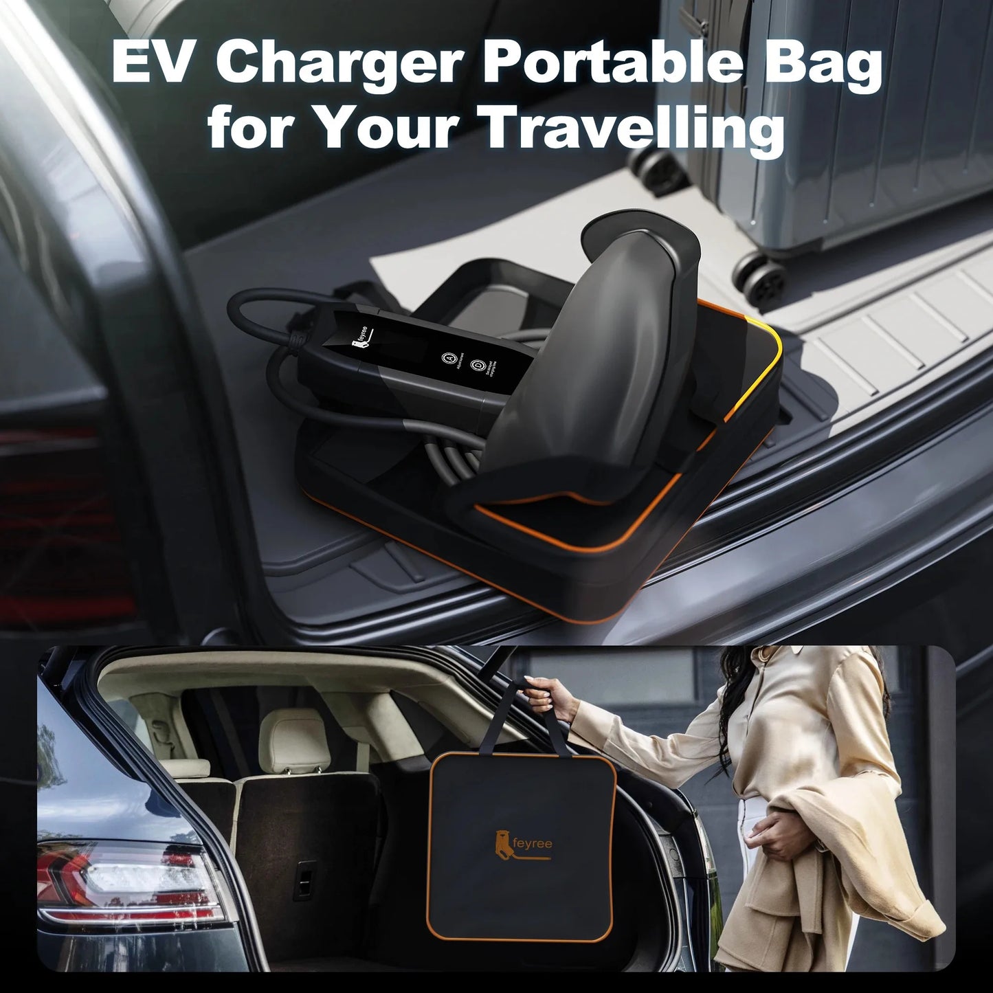 feyree Type2 EV Charger WIFI APP Control 16A 3.5KW GBT 5M Cable Type1 Portable Charging Box Set Charging&DelayTime for EV Cars