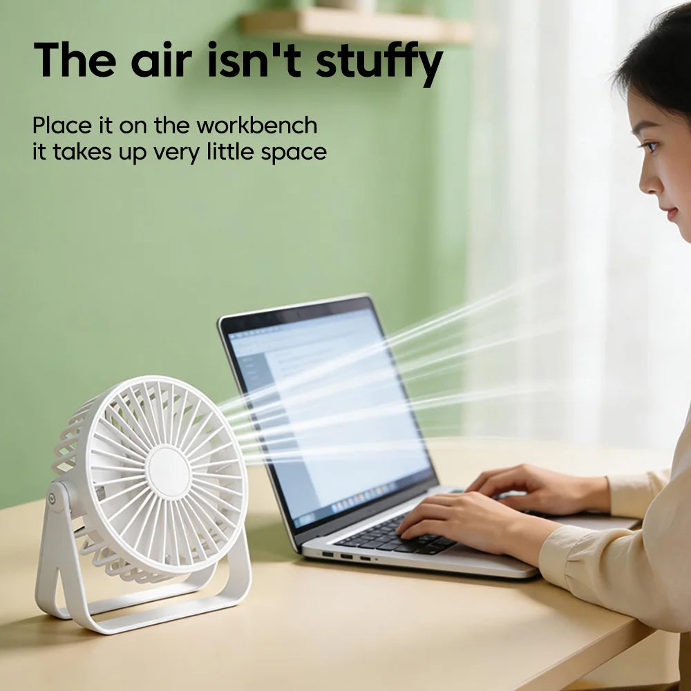 Mini USB Desktop Fan Lightweight Adjustable Summer Silent Electric Fans For Home Office Student Dormitory Outdoor Camping Travel