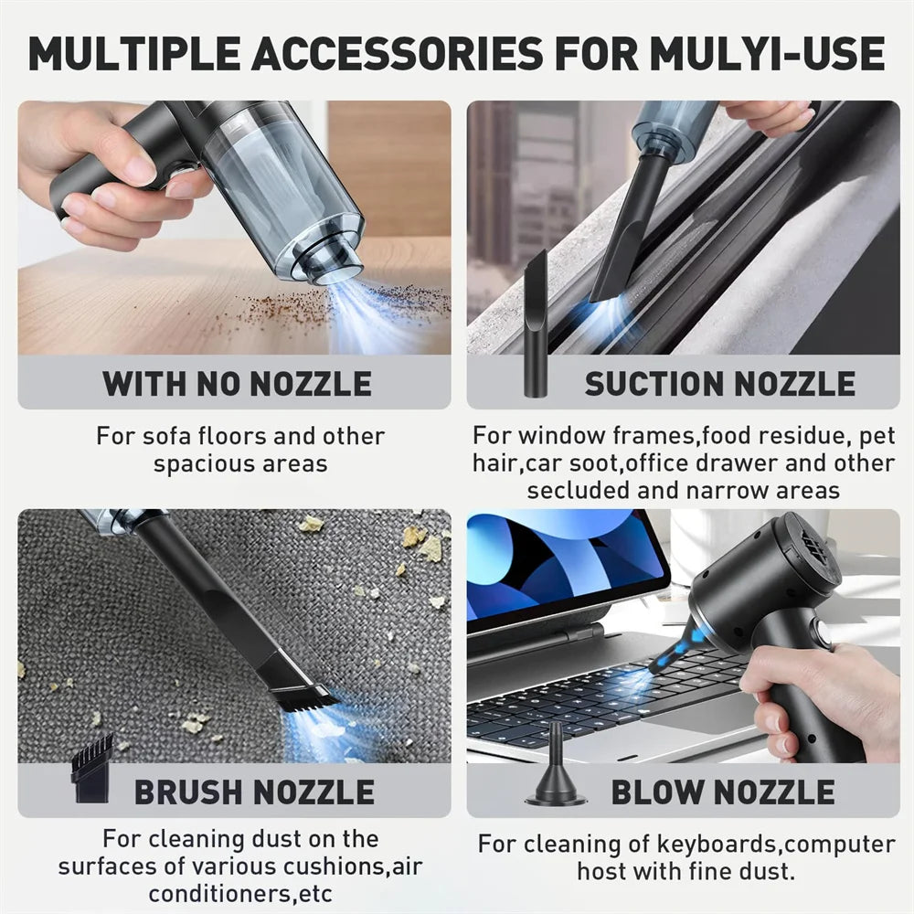 15000PA Compressed Air Dust Collector Handheld vacuum cordless High power, car vacuum cleaner Hairdryer Mini portable