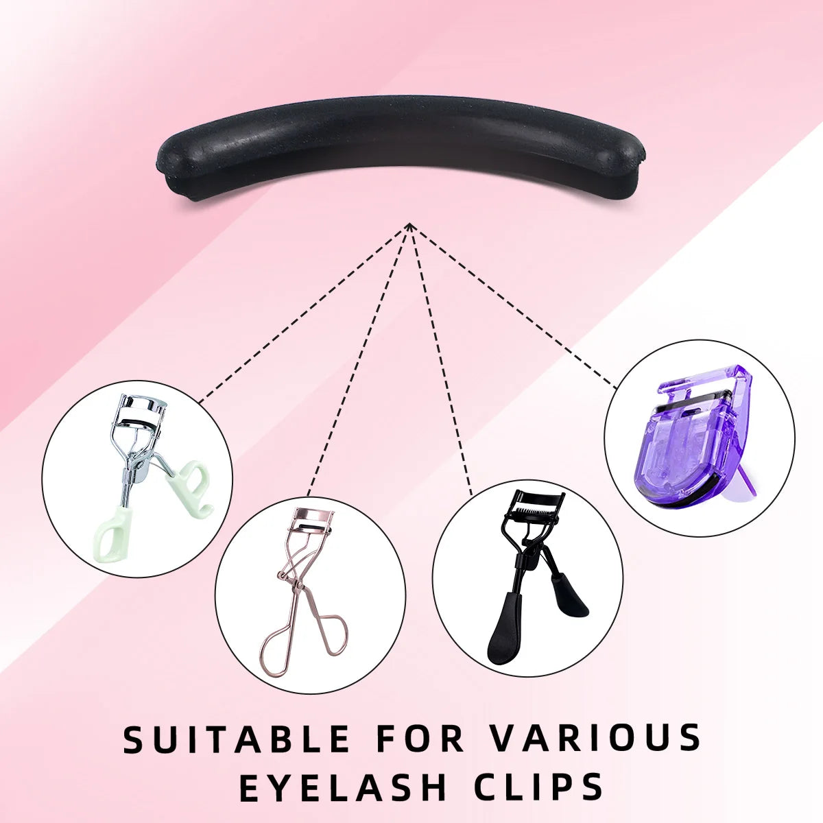 1 portable eyelash curler with 5 silicone pads, stainless steel eyelash curler, permanently shaping big eyes.