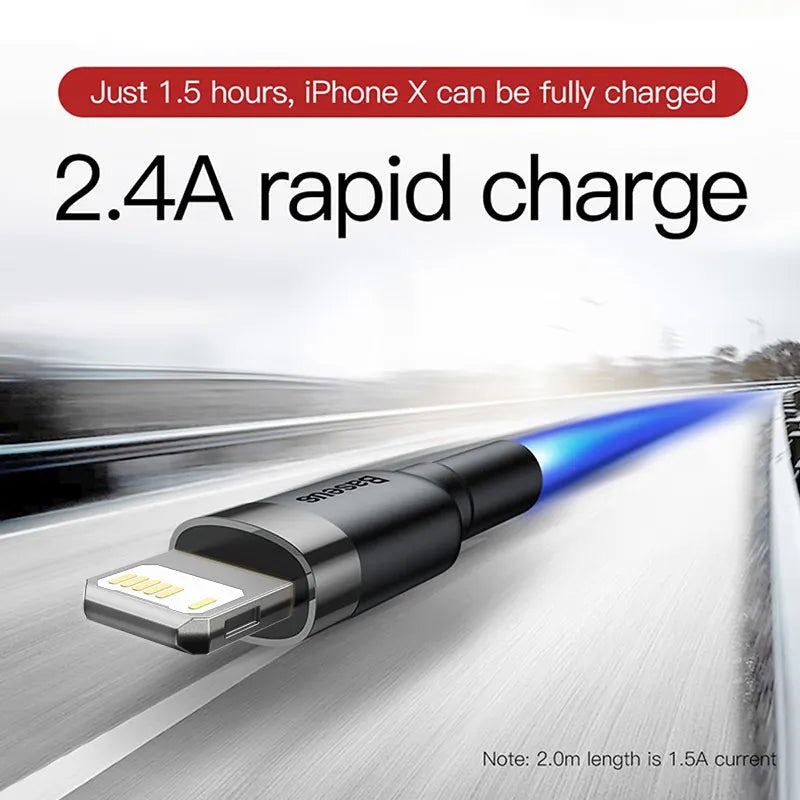 Baseus 7Pin Charge Cable for iPhone 14 13 12 11 Xs X 8 Plus Cable Fast Charging Cable for iPhone iPad Charge Cable USB Data Line