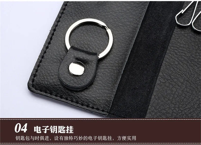 New Genuine Leather Keychain Men Key holder key organizer Pouch Car Key pouch Wallet Housekeeper Key Case Mini Card Bag