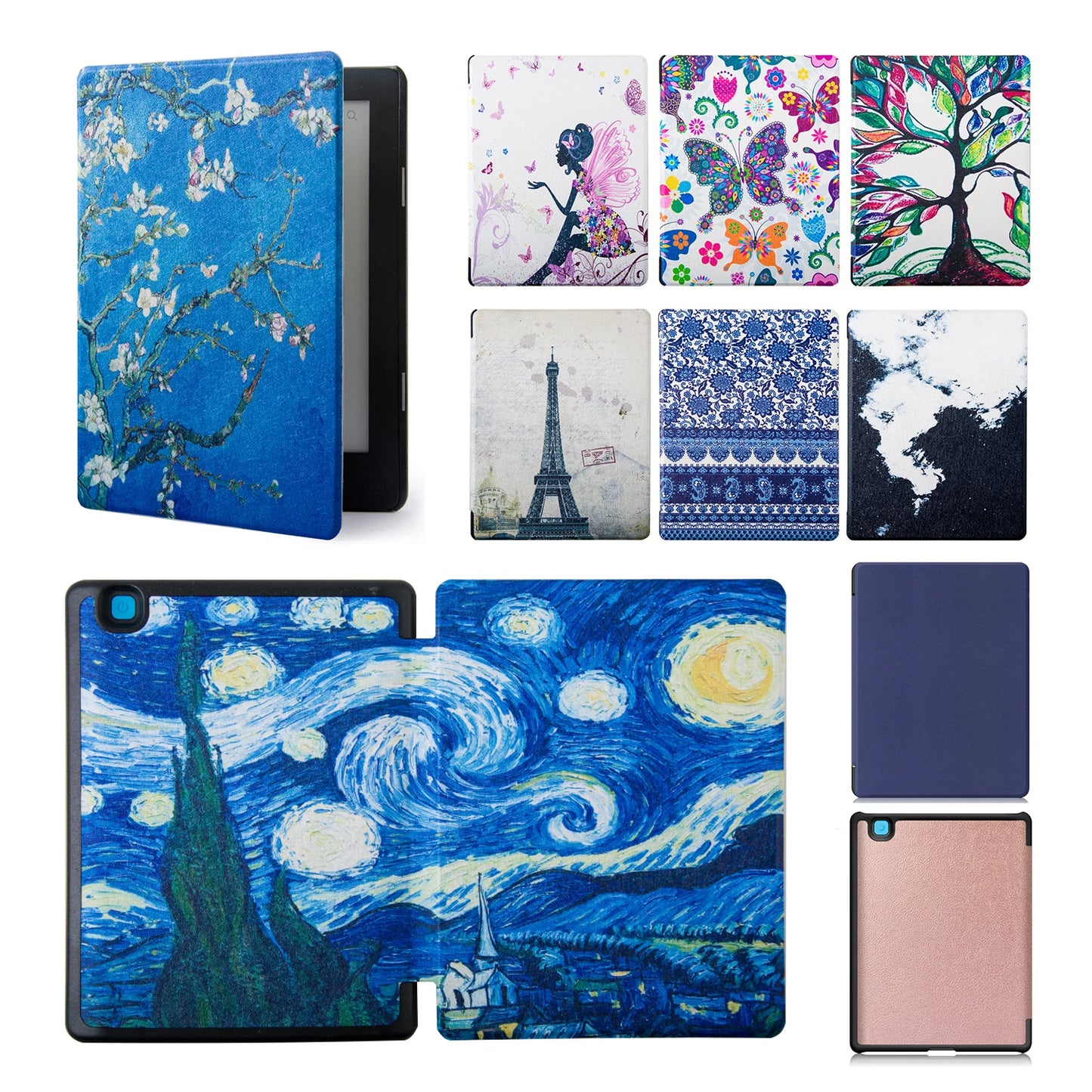 Leather Case for KOBO AURA  H2O EDITION 2 6.8 Inch eReader Funda Capa Slim Folio Magnetic Auto Wake Sleep Ebook Print Book Cover