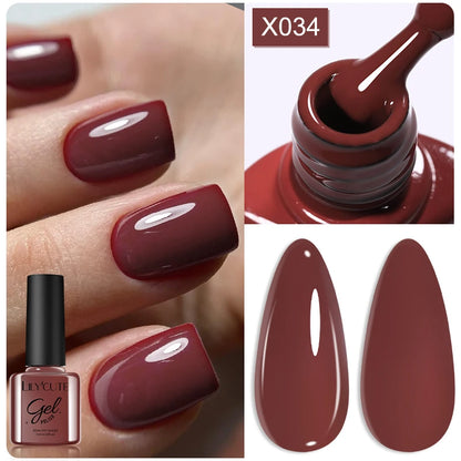 LILYCUTE 7ml Brown Red Purple Nail Gel Polish Coffee Color Series Semi Permanent UV Gel Soak off Nail Gel Varnishes For Nail Art