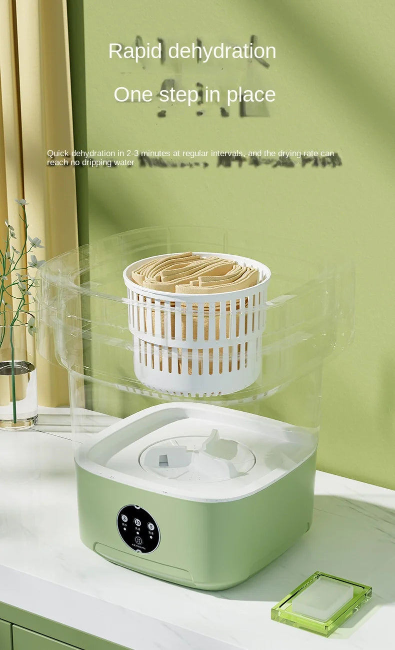 6L/11L Portable Folding Washing Machine Big Capacity With Spin Dryer Bucket for Clothes Travel Home Underwear Socks Mini Washer