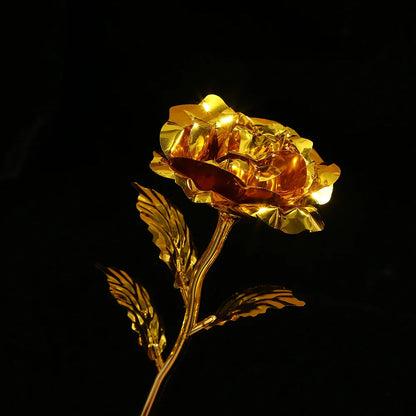 Valentine'S Day Creative Gift 24k Gold Foil Plated Single Rose Artificial Gold-Leaf Rose Gift For Valentine'S Day Mother'S Day