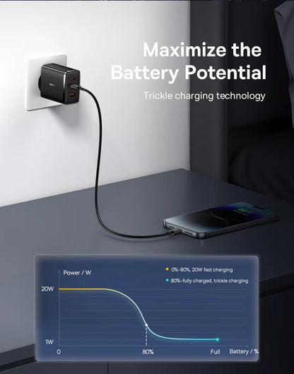 Baseus 65W USB C Charger GaN Charger Support QC PD Charge Portable Fast Charger For iPhone 17 16 15 Xiaomi Laptop Charger