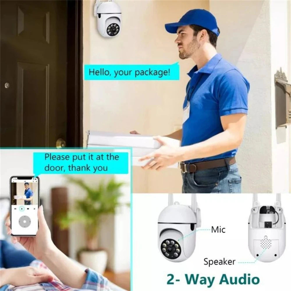 8MP Wireless IP Outdoor Security Surveillance Camera PTZ with 4X Zoom AI Human Tracking Two-way Audio HD Night Vision Color