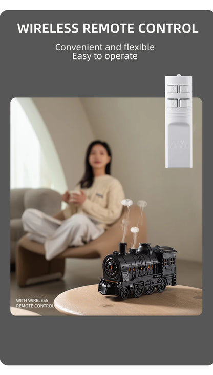 Retro Mini Train Shape Aromatherapy Essential Oil Diffuser Ultrasonic Cool Mist Air Humidifier with Lamp Aroma Difusor Atomizer