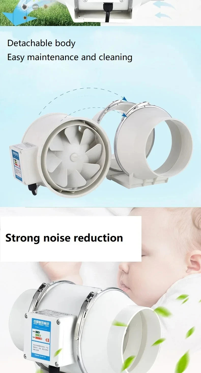 Exhaust Pipe Fan Ventilation Fan Pipe Fan Inline Duct Fan Ventilation Exhaust Blower Fans Quiet For Ducting